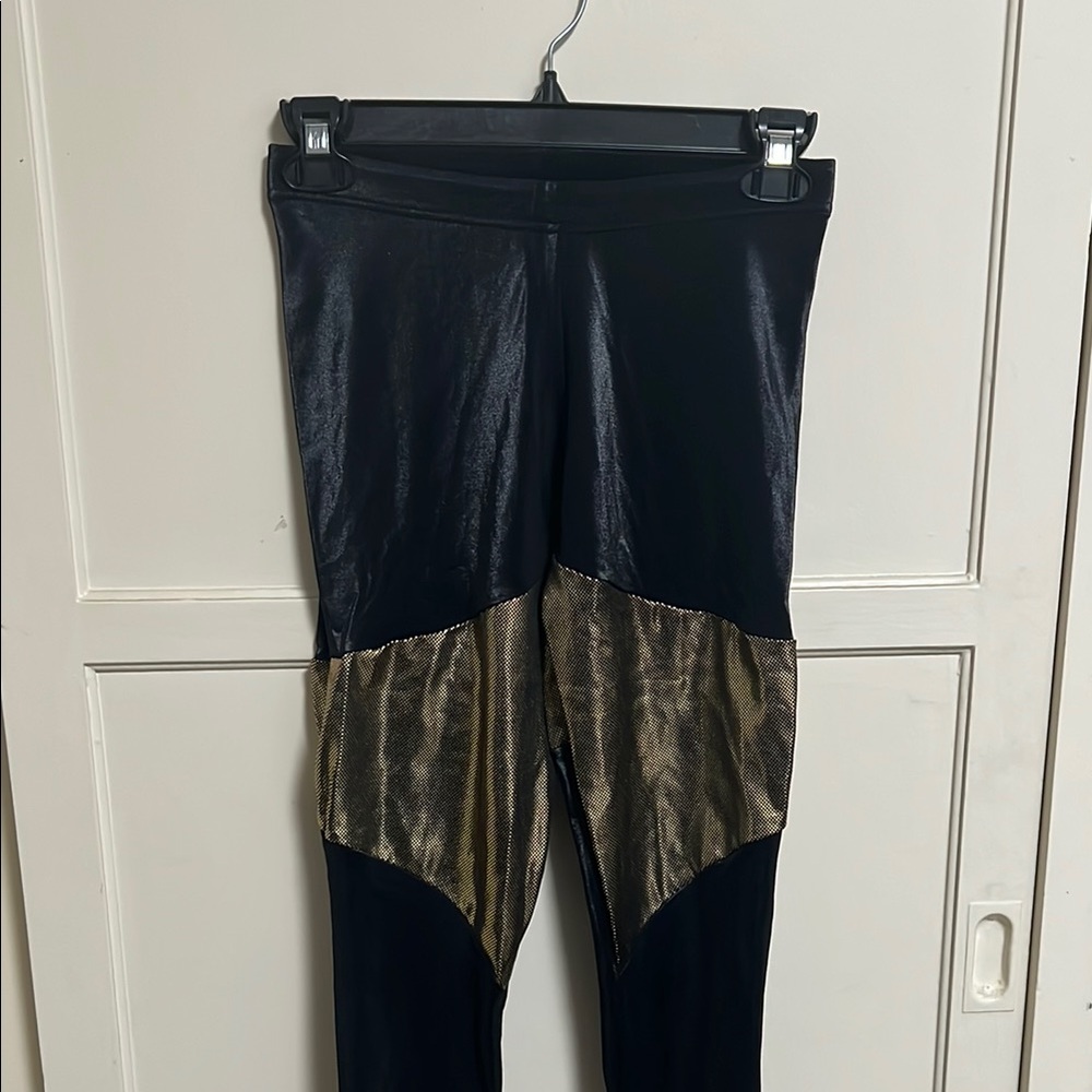 Blackmilk Black and Gold Leggings with Chevron Design
